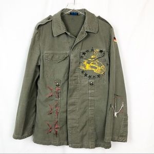 Unisex Distressed style Military Green Jacket Gorpcore